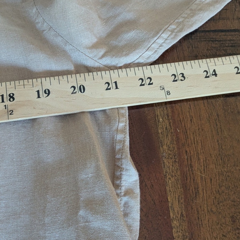 Chico's Linen Tunic Top Tan No Iron Button Up 3/4 Sleeve Sz 3 (16) Quiet Luxury - Picture 7 of 10